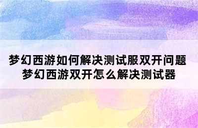 梦幻西游如何解决测试服双开问题 梦幻西游双开怎么解决测试器